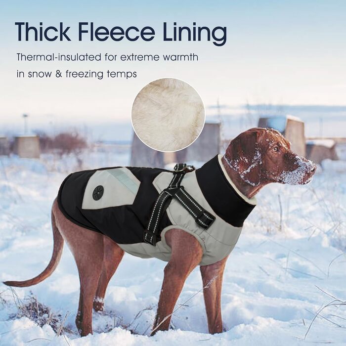 Зимовий теплий намет для собак IECOii, чорний, XL, водонепроникний, з блискавкою, флісовий костюм для великих собак (Бігль, Кокер Спаніель, Бордер Коллі), обхват грудей 76 см