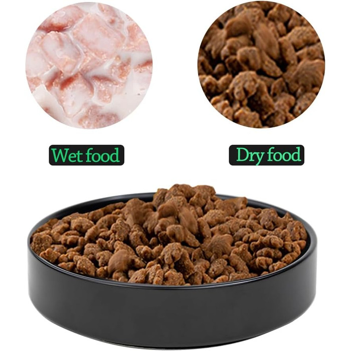 Котловий набір з кераміки для котів та кошенят (чорний), 15 x 4 см