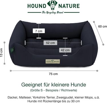 Екологічне ліжко для собак HOUND & NATURE Bern S, м'яке, темно-синє, 75x60 см, для маленьких порід, двостороння подушка, можна прати
