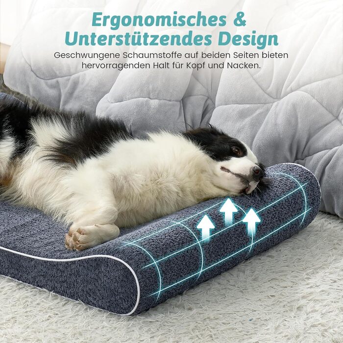 Лежанка для собак, 76x50x12 см, з високим бортиком - ортопедичний матрац для собак з ковдрового матеріалу, водовідштовхувальне та антиковзаюче покриття, у формі човна, підходить для собак до 16 кг (Блакитний, XL (129x91x20 см))