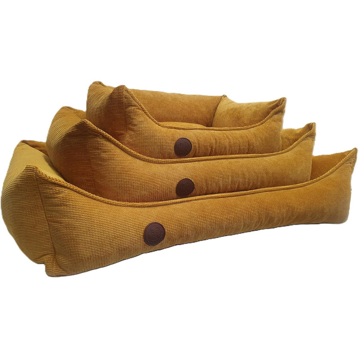 Ортопедичне ліжко для собак, суглобозахисне, миється, для великих, середніх та маленьких собак, гірчичний колір (L=99/79/18см)