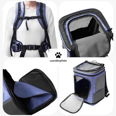 Hunderucksack Wanderpfote Trekking Light S, 8 кг, блакитний - переноска для собак та котів