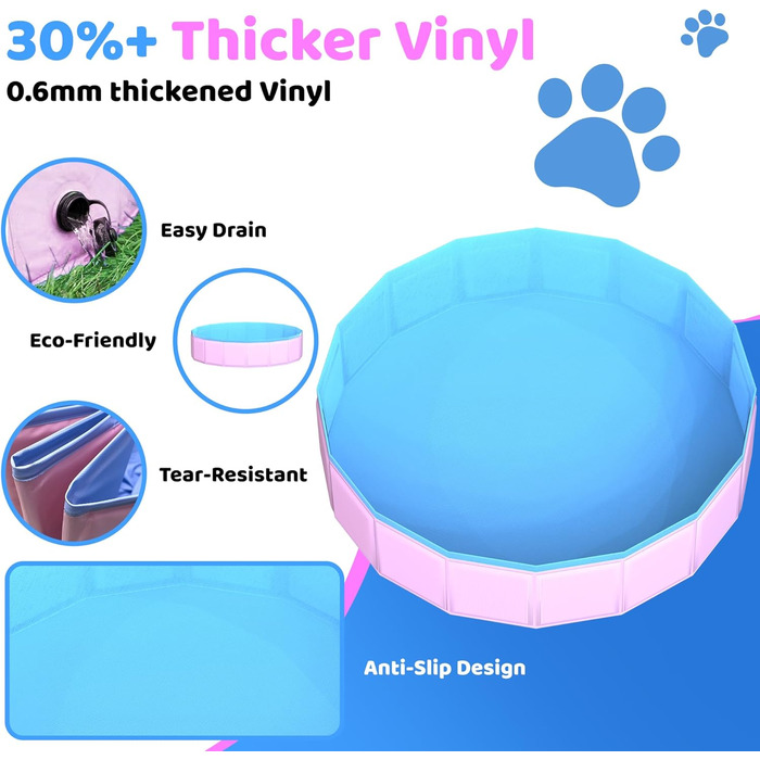 Зручний надувний басейн для собак та дітей, 220 x 30.5 см, рожевий, для дому та саду