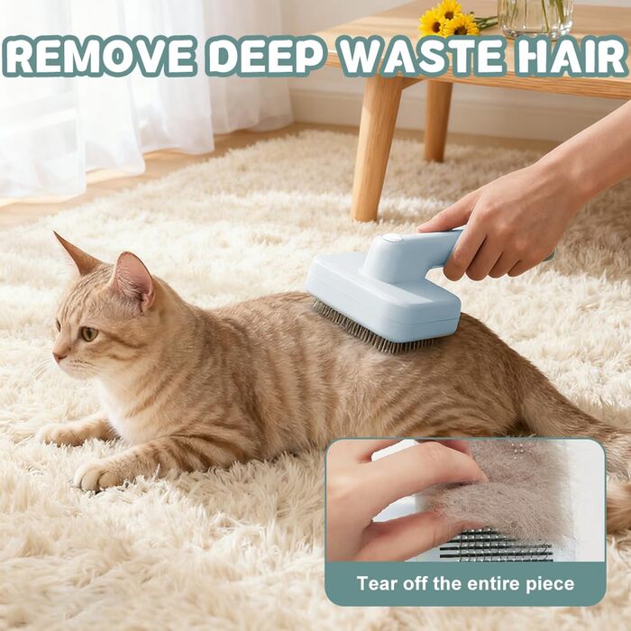 Іоно-щітка для грумінгу Pet Ionbrush - щітка для собак, котів та інших тварин, для блискучого та гладкого хутра, розплутує шерсть, проста у використанні, підходить для довгої та короткої шерсті (блакитна)