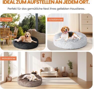 XKISS Лежанка для собак, м'яка, знімний та пральний чохол, оригінальна модель [M, 80см, Темно-сірий]. Лежанка для собак великих, середніх та маленьких порід, зручна та гігієнічна. Розміри: 80 x 80 x 20 см, Темно-сірий колір.