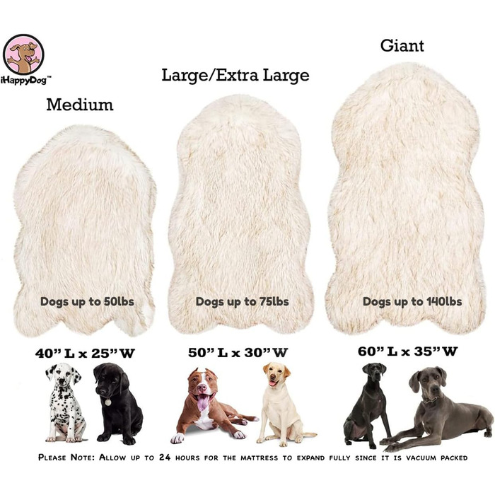 Ортопедичне ліжко для собак Luxus з штучного хутра, Memory Foam, для малих, середніх, великих та XL собак, м'який килимок для цуценят з водонепроникним та пральним чохлом, колір - кістковий