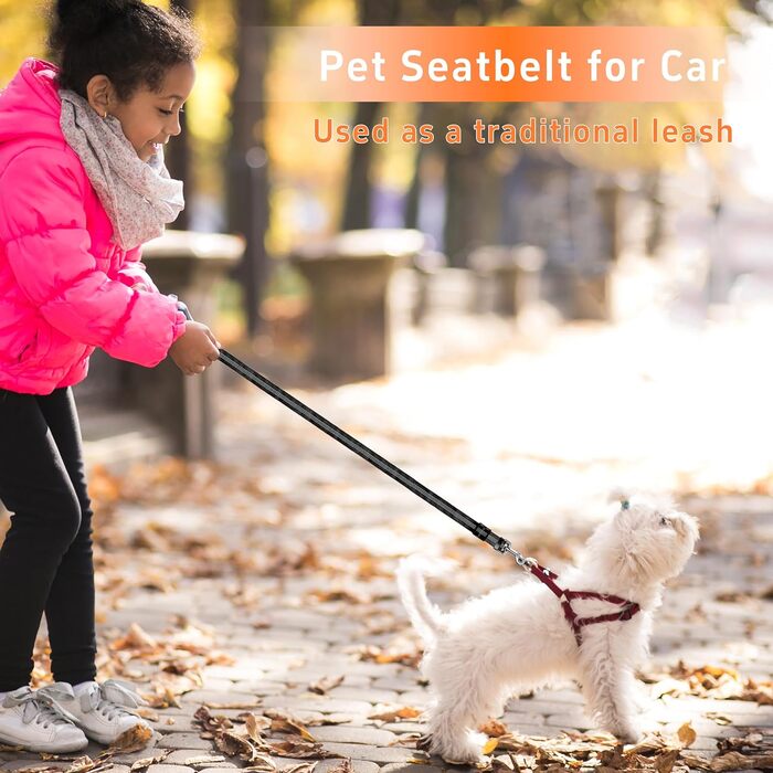 Набір автомобільних ременів безпеки для собак Seyezo (2 шт.), рожево-чорний, регульовані, світловідбиваючі