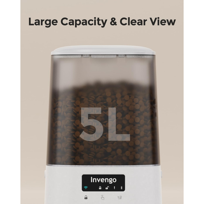 Автоматичний годівник для котів Invengo MeowServe S20, 5л, з таймером та керуванням через додаток, з нержавіючої сталі SUS 304 + ABS, для котів, собак та інших дрібних тварин