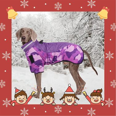 Відбиваюча куртка для собак великих порід, зимова водонепроникна тепла куртка-манта для собак, жилет для собак з D-початком для активного відпочинку, спорту та полювання (4XL, фіолетовий)