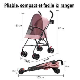 Дитяча коляска для тварин Homewell, складана, рожева, до 15 кг, з тримачем для напоїв та ременем безпеки