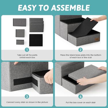 Сходинка для собак COZY KISS з місцем для зберігання, сіра, 43x72x42.5 см