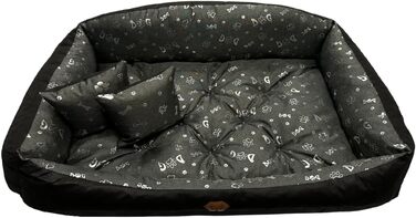 Ортопедичне ліжко для собак Dogs4Life: м'яке, миється, з можливістю персоналізації (S-XXL, сірий з срібними лапками)