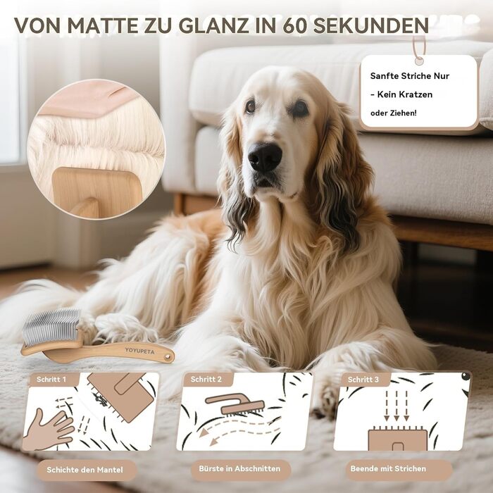 Набір для грумінгу собак та котів YOYUPETA: щітка Slicker, гребінець для розплутування та металева гребінець – для догляду за довгою шерстю, видалення підшерстка та запобігання ковтунам