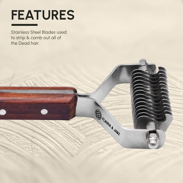 Гребінець для догляду за підшерстям собак, котів та домашніх тварин FLAMIA & JABZ (14 лез)