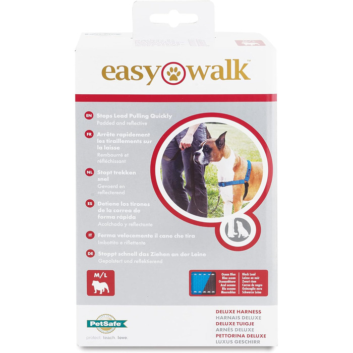 Шлейка для собак PetSafe Easy Walk Deluxe, міцна, з м'якою підкладкою, чорно-синя (M/L, 1 шт.)