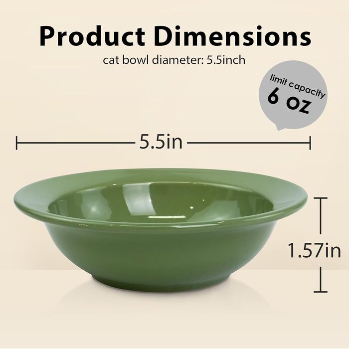 Підвищений годівниця для котів, керамічна миска для котів з металевим підставкою, антиковзаюча, не протікає, годівниця для домашніх котів (зелена, без підставки)