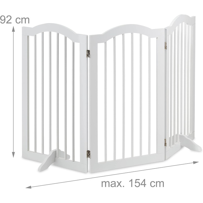 Захисне ворота Relaxdays для собак, 92x154 см, 3 елементи, білий, розкладне
