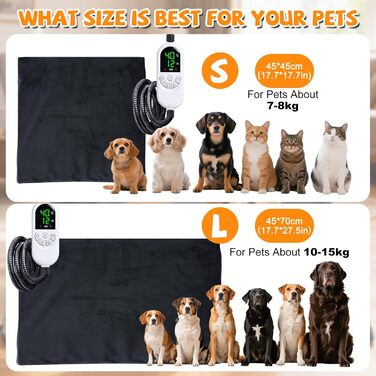 Килимок грілка для котів та собак Qoosea, електричний, 45x45 см, регулювання температури 30-60°C, таймер, водовідштовхувальний, знімний чохол