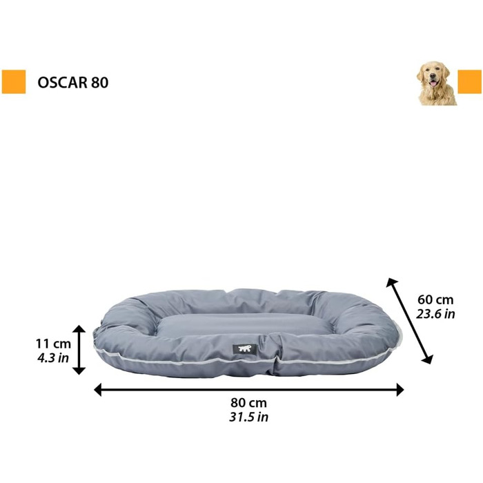 Ортопедичне собаче ліжко Ferplast для великих собак, 110x70x8 см, сіре. Знімний чохол, водонепроникне, з матрацом