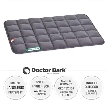 М'яка лежанка для собак Doctor Bark, розмір S (65x50 см), сіра, для маленьких собак/цуценят, міцна, для дому та вулиці, можна прати до 95°C