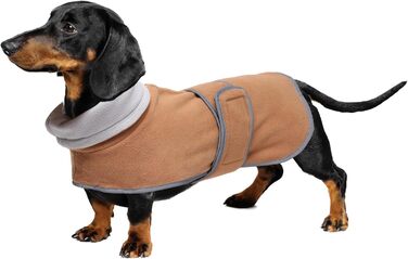 Теплий зимовий одяг для такси (дворняг та мініатюрних) - куртка з регулюванням, з отвором для шлейки, коричнева, розмір XS (довжина спини 31-33 см)