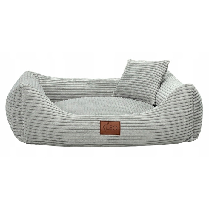 Лежанка для собак Leo4dog з вельветовим чохлом, що знімається для прання, сіра, розмір M (80x60 см)