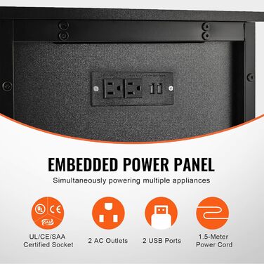 VEVOR акваріумна підставка 40 гал, сталево-MDF, для риб та рептилій, 93x48x80 см, до 152 кг, з шафою та вбудованою панеллю живлення, чорна