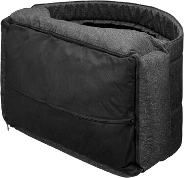 Квіткове ліжко для собак - будиночок-ліжко 2 в 1 - ідеально для маленьких та середніх собак. Зручне ліжко-будиночок з віднімним та пральним чохлом. Стабільний корзинка 82x58 см, темно-сірий, штучний льон.