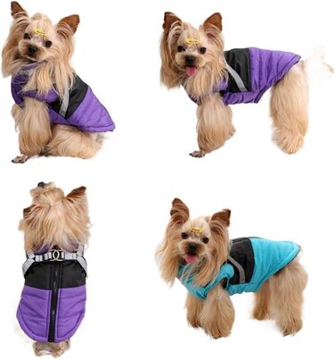 Водонепроникна куртка для собак на зиму, для малих та середніх порід, з кріпленням для повідка, для французьких бульдогів (Хакі, L)