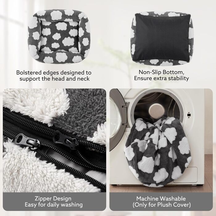 Ортопедичне ліжко для собак JOEJOY XL, сіре, знімний чохол, м'яке, з антиковзким дном (42'x36'x9')