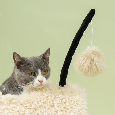 PawHut Cat Tree 98 см Cat Tree з кігтеточкою, тунель, ігровий м'яч, кігтеточка для кішок в дизайні Sheep, для кішок до 5 кг, світло-коричнева | Аосом
