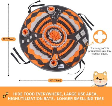 Килимок для собак IEUUMLER, тренувальний, неслизький, для пошуку їжі, зменшує стрес, сірий та помаранчевий, FC017