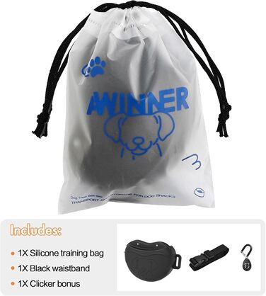 Сумка для ласощів для собак AWINNER – преміум силікон, 4 сильних магніти, регульований поясний ремінь – ідеально для дресирування цуценят та прогулянок на вулиці (чорний)