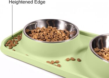 Миски для котів L.D.Dog: неслизькі, з нержавіючої сталі, з силіконовим килимком (оливковий)