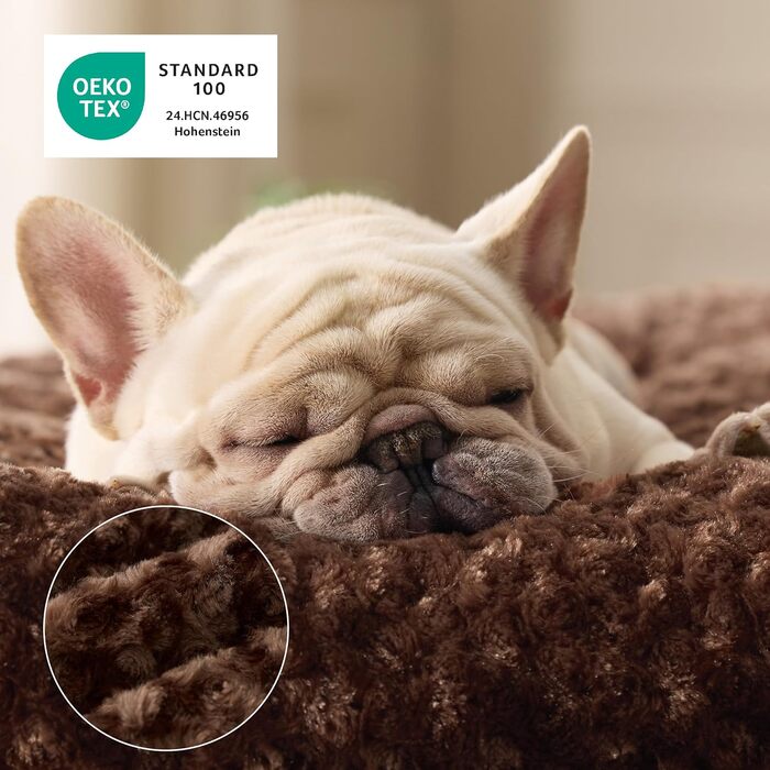 Крісло-лежанка для собак середніх порід BEDSURE - миюче, 71x50x7 см, м'яке, з антиковзною основою (84x54x7 см, Коричневе)