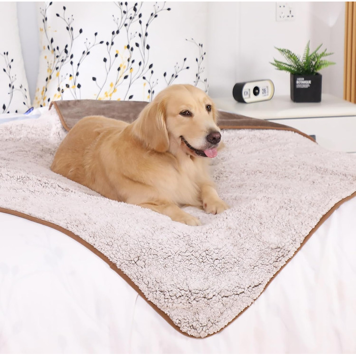 PETTOM Деки для собак Водонепроникні, Деки для собак на диван 152 x 127 см, Деки для собак з Sherpa та Flanell, Деки для домашніх тварин М'які та машинно-пранні (M: 127*100см, Колір: Коричневий)