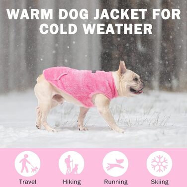Тепла флісова жилетка для собак середніх та малих порід, рожева. З інтегрованою кишенею для повірця, підходить для холодної погоди.