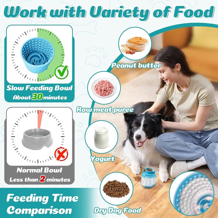 Лежанка-лялька для собак, 2 шт., зелена, розмір S, для заспокоєння, повільний годівник, нековзний лежак з силікону для собак маленьких, середніх та великих порід, BPA-free