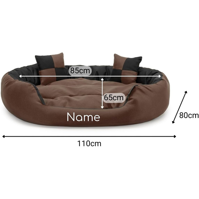 Крісло-ліжко для собак та котів Lionto 4-в-1 з поворотним подушкою, 85x70 см, міцний оксфорд, водонепроникне, з глибоким входом, з декоративною подушкою (чорний/коричневий)