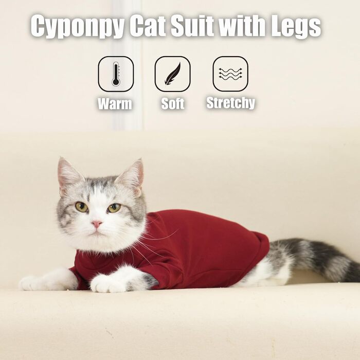 Пуловер для безшерстних котів Sphynx, теплий, червоний, XL. Костюм для кота, теплий пуловер, костюм на Новий Рік.