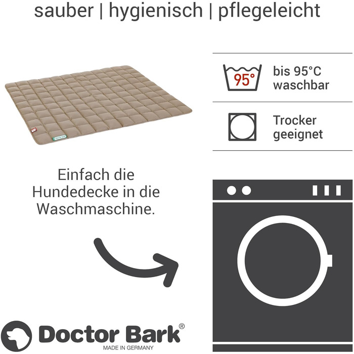 Лежак для собак Doctor Bark XXL, м'який, міцний, для великих порід, індор/аутдор, пральний до 95°C, золотисто-коричневий