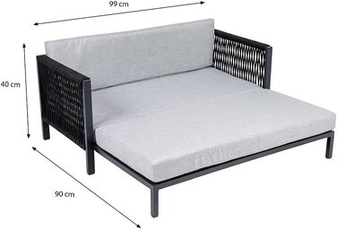 Диван для собак greemotion з алюмінієвим каркасом та мотузкою, 100x40x117 см, антрацит/сірий