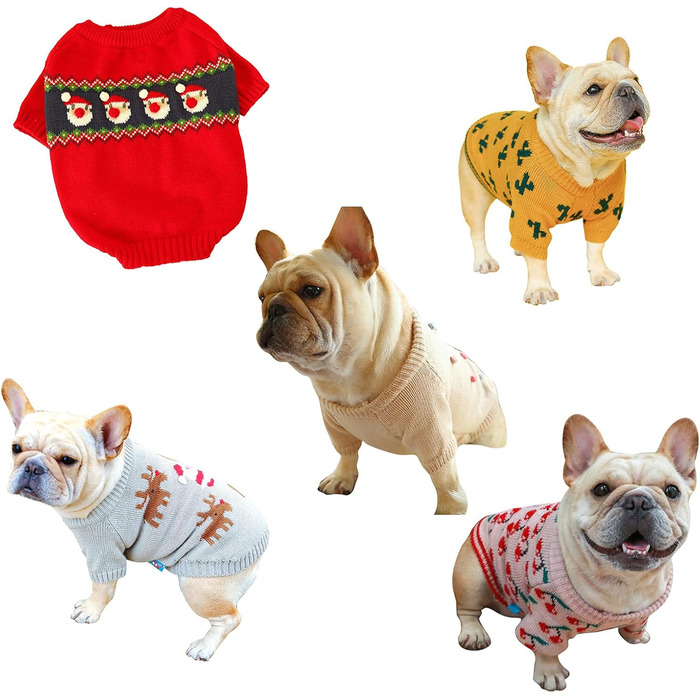 Пуловер для собак та котів на Новий Рік, вітронепроникний, теплий, для маленьких, середніх та великих собак та котів (pearl milk tea sweat, S)