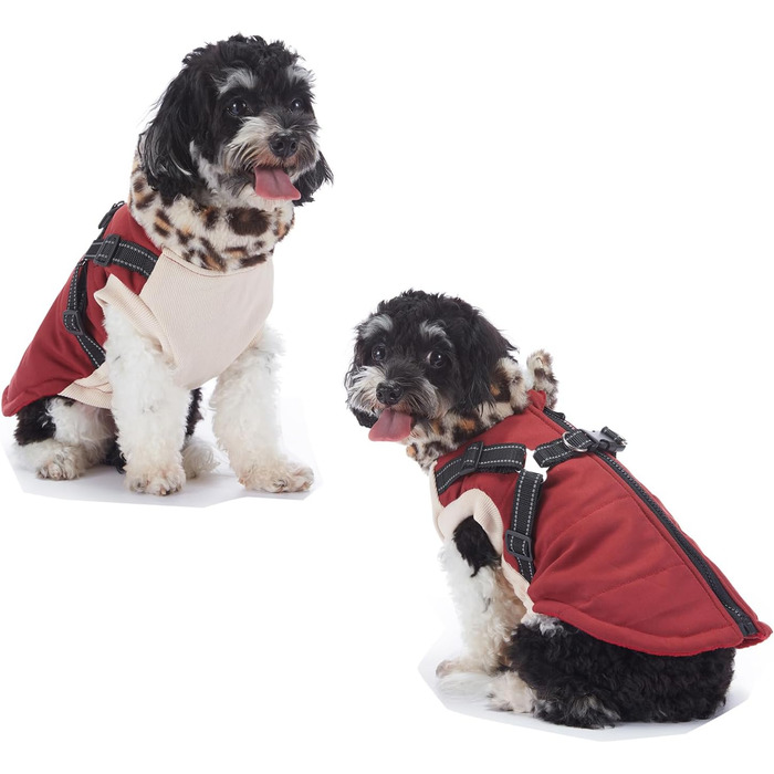 Зимовий теплий одяг для собак YRRYGMN: куртка з відбиваючими елементами, комір з хутром, для холодної погоди, розмір L (45-49 см обхват грудей)