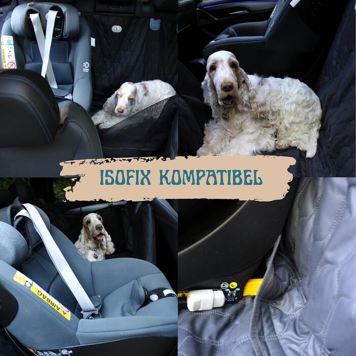 Накидка для собак у машину - захист заднього сидіння, шкіряна, сумісна з ISOFIX, неслизька, водовідштовхувальна, універсальна