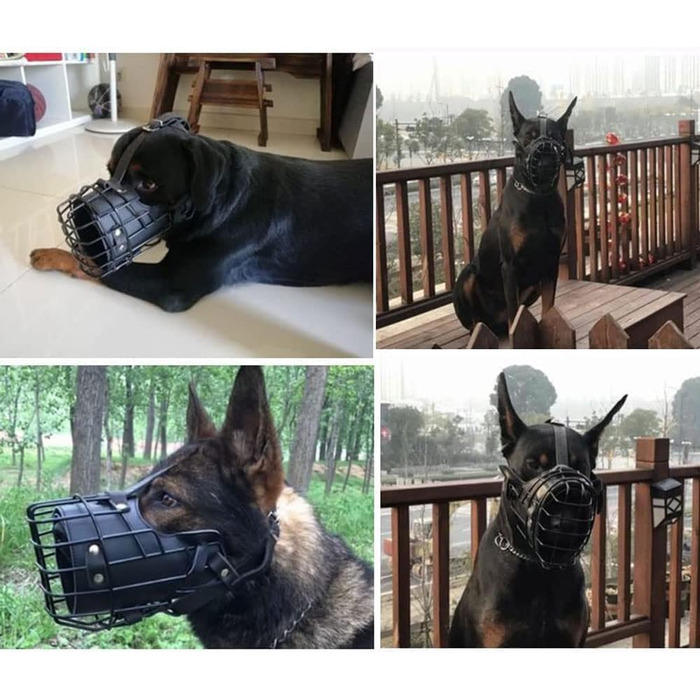 Металевий нашийник-намордник з шкіряним ремінцем для німецької вівчарки, добермана, ротвейлера та інших великих собак (упаковка 10 шт.)