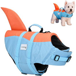 Жилет рятувальний для собак Mobiclinic® Sharky, блакитний та помаранчевий, для плавання, серфінгу та вітрильного спорту