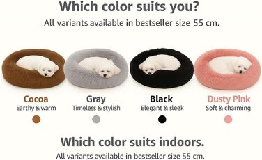 Крісло-лежанка для собак та котів Flamingo, м'яке, у вигляді подушки-донат, 55 см, колір мокко