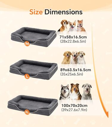 Ортопедичне ліжко для собак великого розміру, м'яке плюшеве, з антиковзною основою, для собак та котів, сіре, 89x63x16 см, знімний чохол