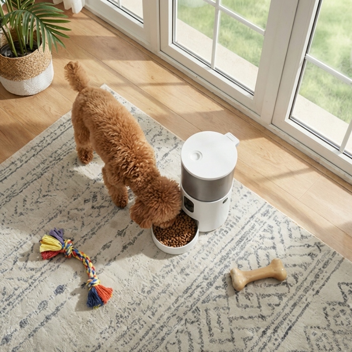 Автоматичний годівник для тварин з WiFi, пластиковий, біло-чорний, 3000 мл, 18.20 см